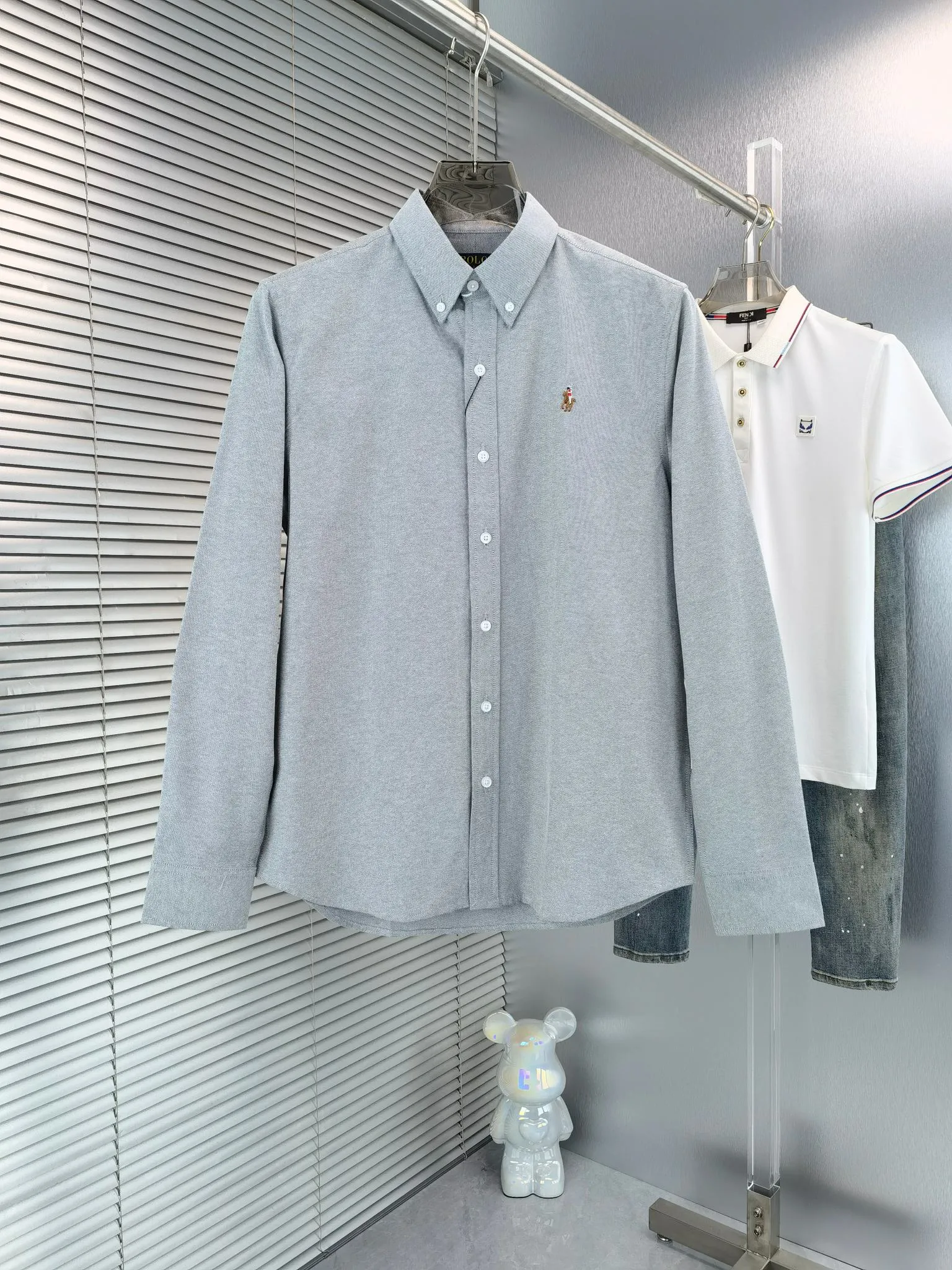 P210 🌸 (11 colors) Ralph Lauren polo long-sleeved classic popular shirt, collection picture➕detail picture❗Pure cotton Oxford fabric, the material is crisp and textured, not soft at all, and the upper body is stylish❗️❗️ Color: Picture color, Size: M---xxL